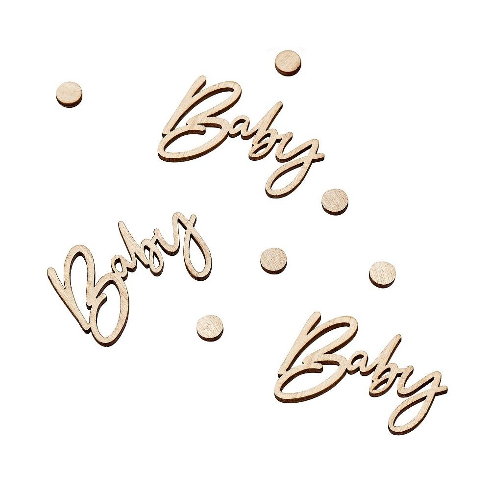 18 confettis en bois "Baby" + petits pois