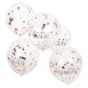 5 ballons confettis rose gold EVJF "Team bride"