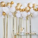 Kit pour guirlande de ballons et accessoires "dorés et blancs" - 80 ballons