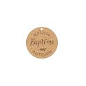 10 étiquettes personnalisables en liège rondes "baptême botanique"