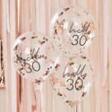 5 ballons confettis rose gold "30 ans"