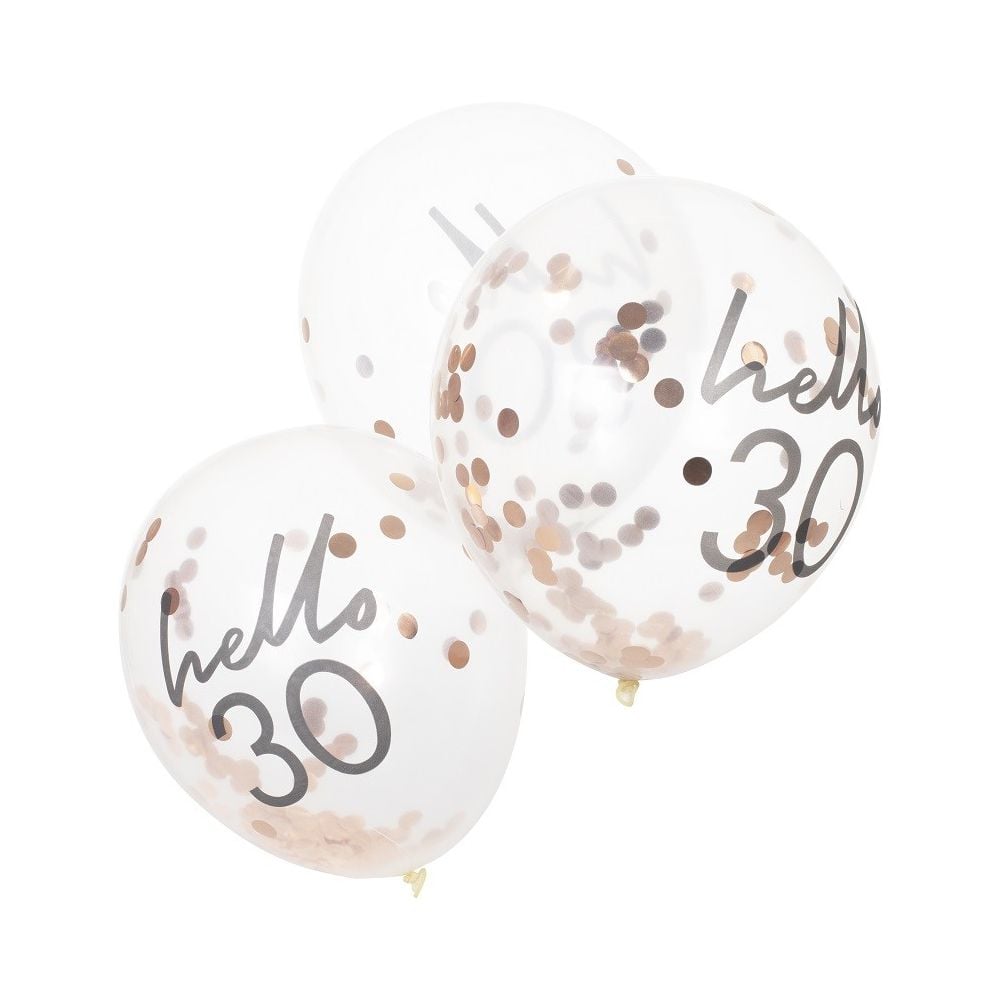 5 ballons confettis rose gold 30 ans