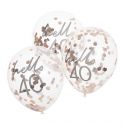 5 ballons confettis rose gold "40 ans"