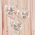 5 ballons confettis rose gold "40 ans"