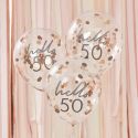 5 ballons confettis rose gold "50 ans"