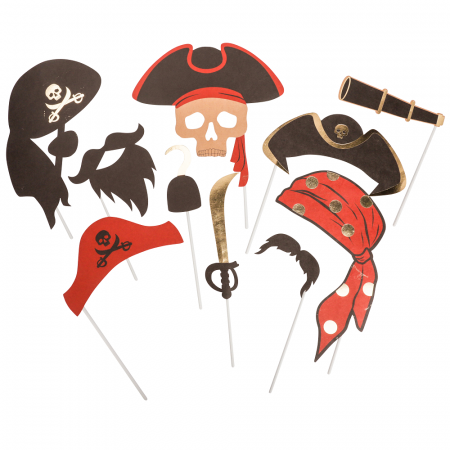 10 Accessoires Photobooth Avec Dorure "Pirate"