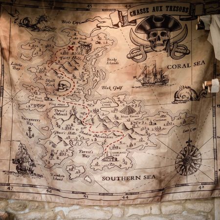 Grande Affiche En Tissu Carte Aux Tresors Pirate 1m90