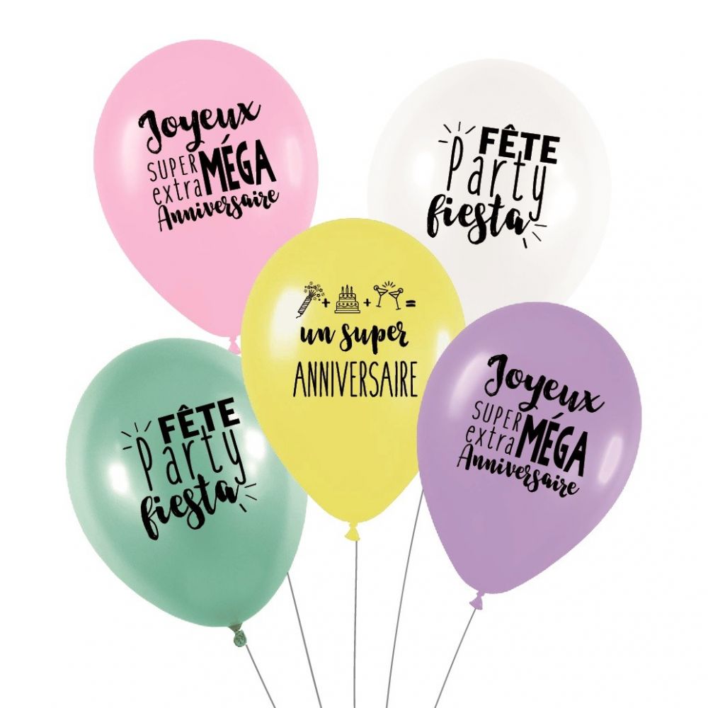 5 Pack Assortiment Ballons Qualatex Métallique Pois Pastel Fête Anniversaire