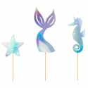 3 Décorations de gâteau Sirène - iridescentes