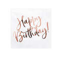 20 serviettes "happy birthday" rose gold - 16,50 cm
