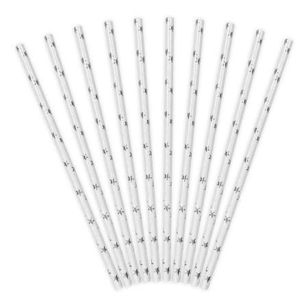 10 pailles blanches étoiles...