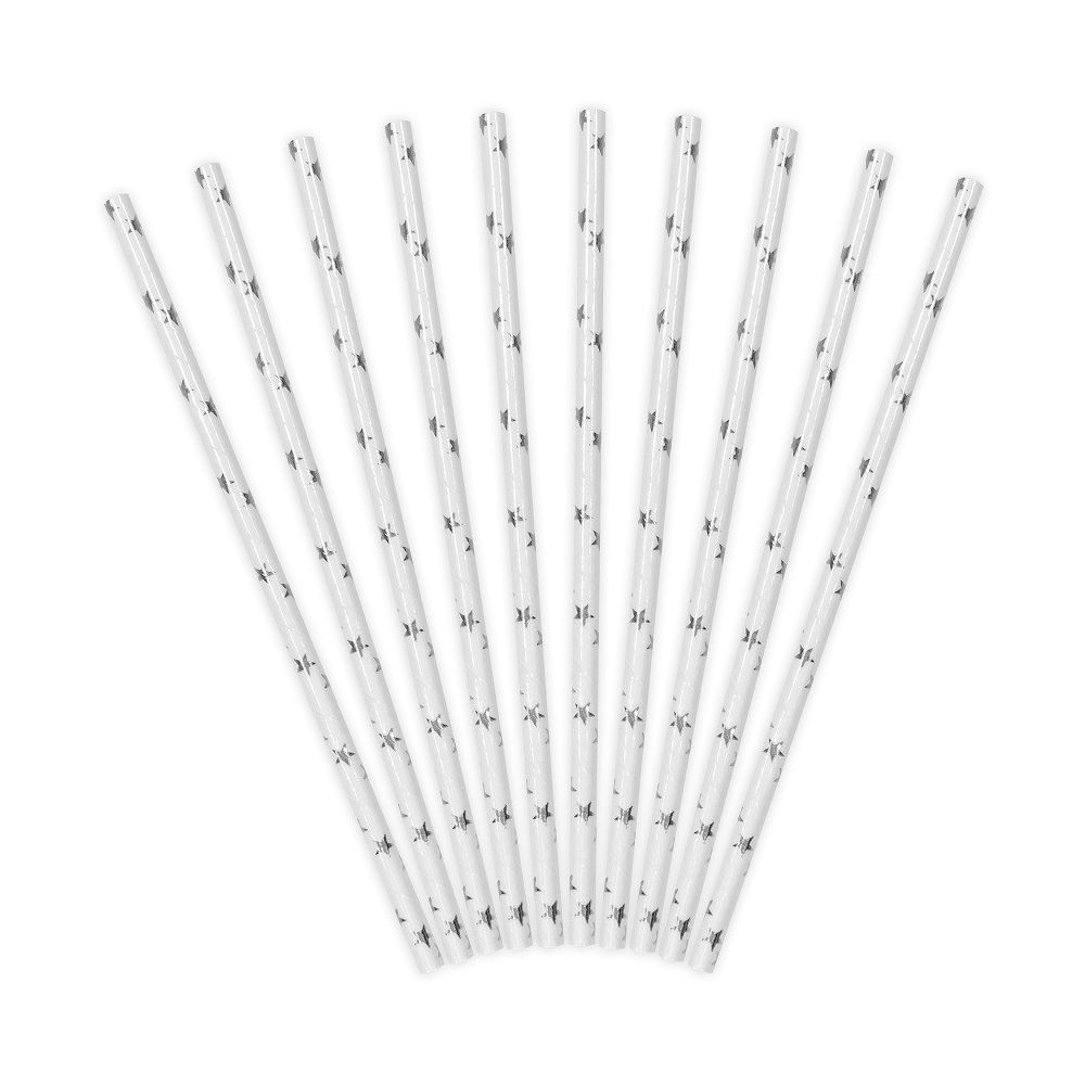 10 Pailles en papier - argent