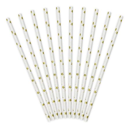 10 pailles blanches étoiles...