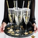 10 pailles blanches étoiles dorées