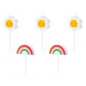5 bougies "arc en ciel et fleurs"