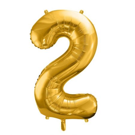 Ballon chiffre 2 mylar doré 86 cm