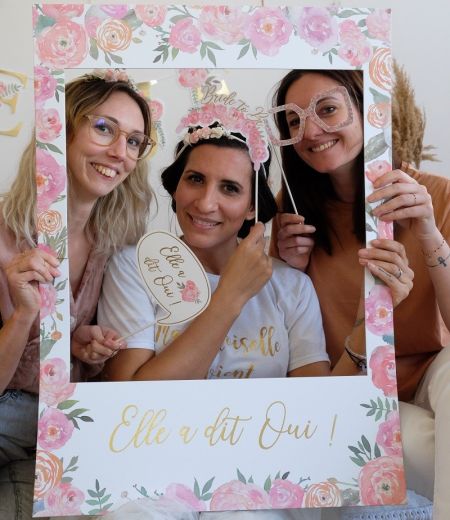 JoyTplay Mariages Jour Photomaton Selfie Cadre Fête Cadeaux pour  Mariage,DIY Mariage Photobooth pour Décoration fête de Rose Team Bride JGA
