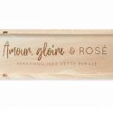 Caisse à vin en bois personnalisable "Amour, gloire et rosé"