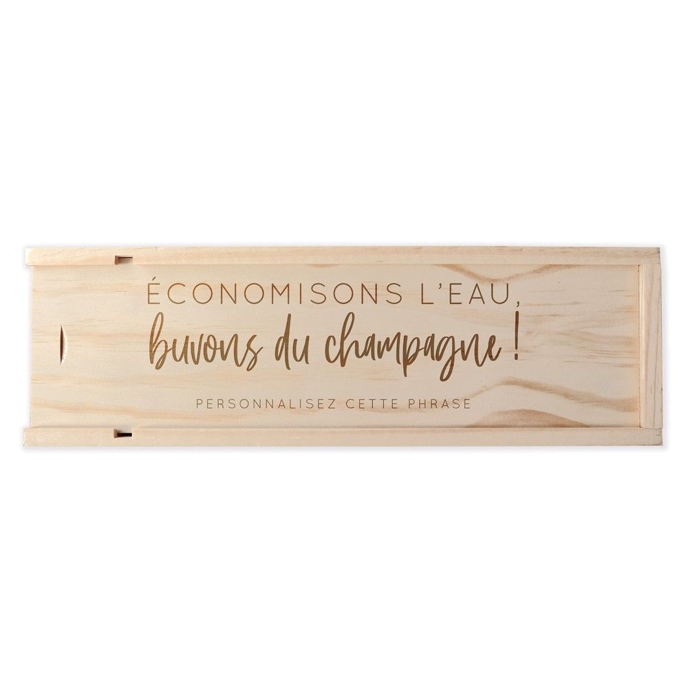 Caisse à champagne en bois personnalisable "Economisons l'eau"