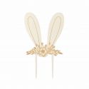 Cake topper en bois "lapin fleuri"