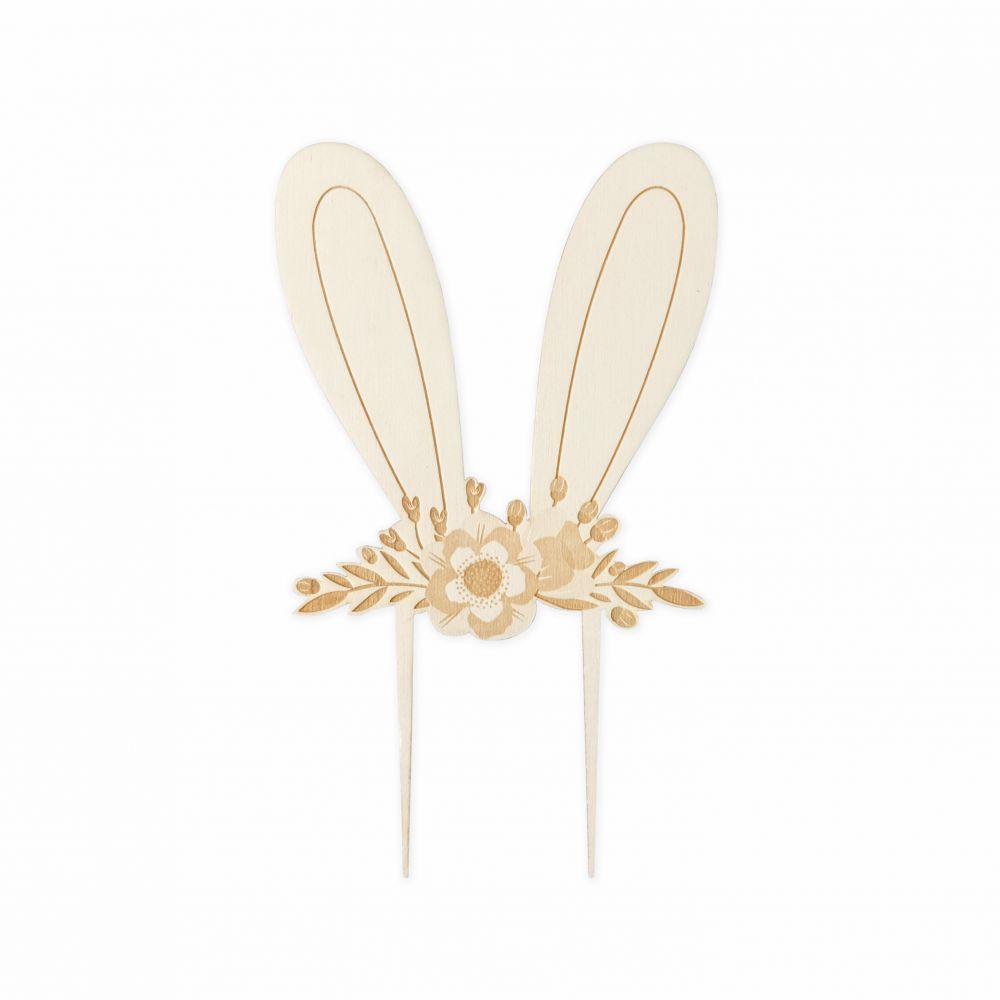 Cake topper en bois "lapin fleuri"