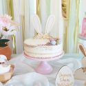 Cake topper en bois "lapin fleuri"