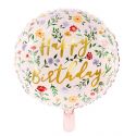 Ballon mylar fleuri  "Happy birthday" - 35 cm