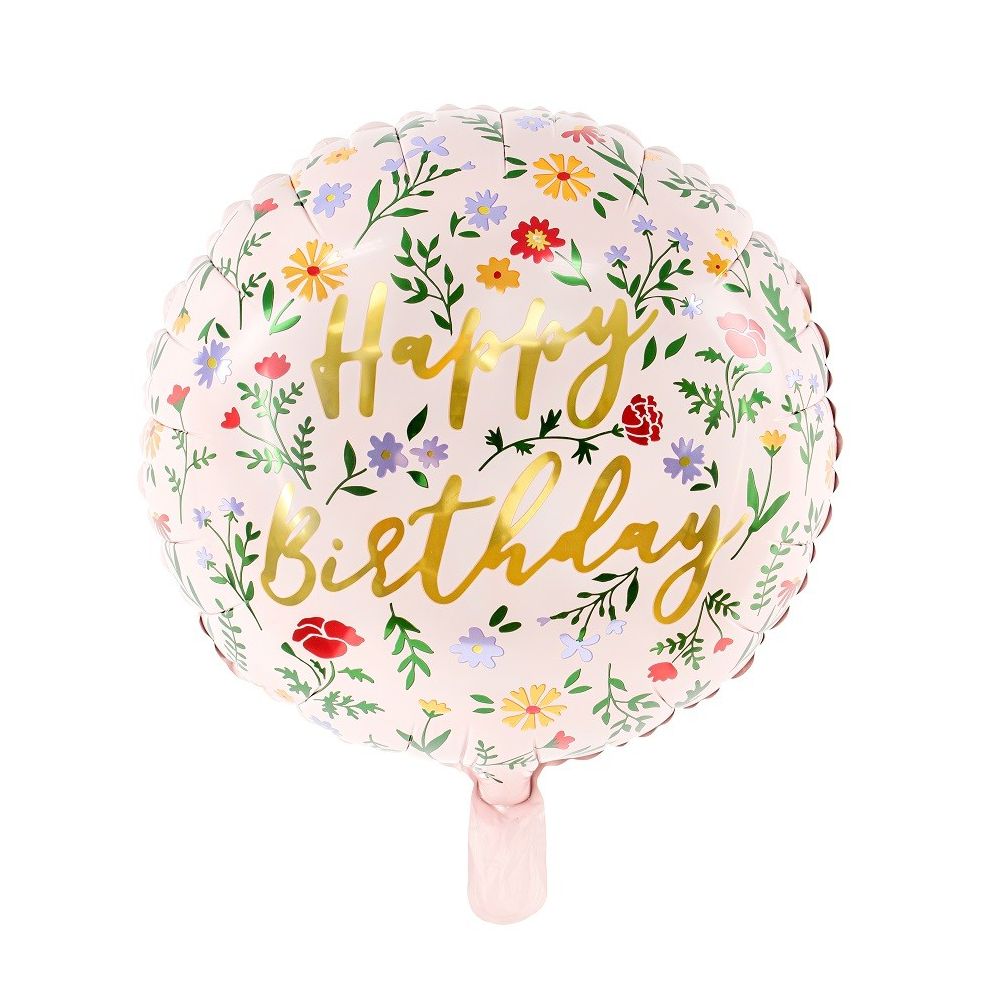 Ballon en mylar Happy Birthday - rose clair