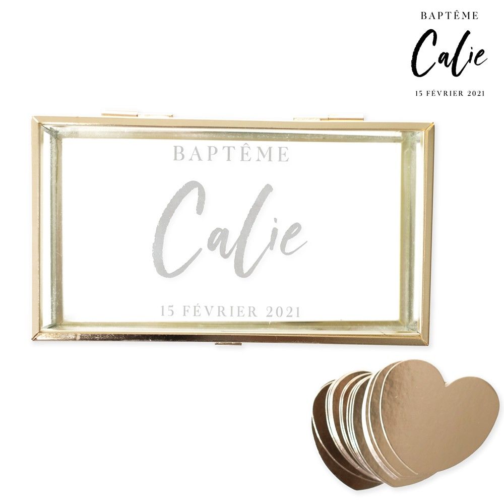 Livre d'or boîte en verre personnalisable "baptême brush"
