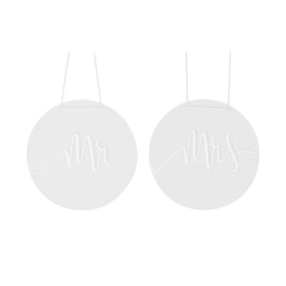 Décorations pour chaises en plexiglas "Mrs/ Mr" - 30 cm