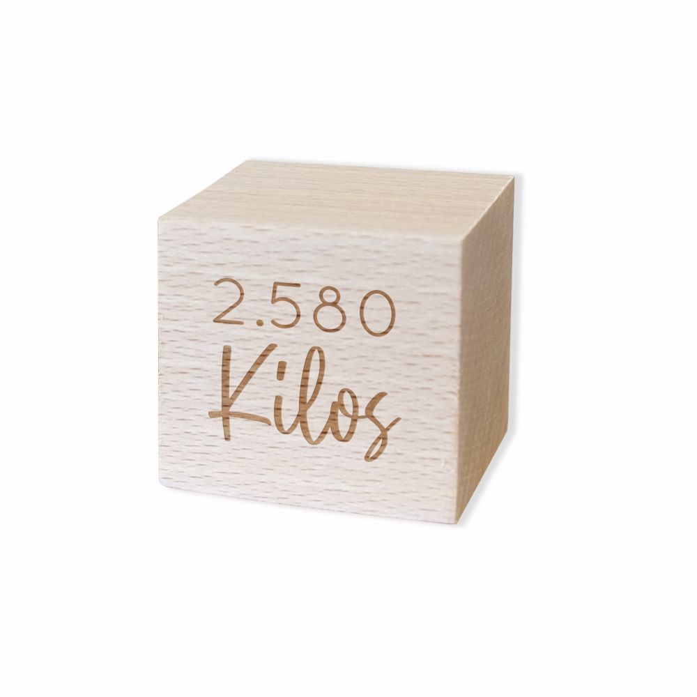Cube en bois personnalisable naissance "Poids"