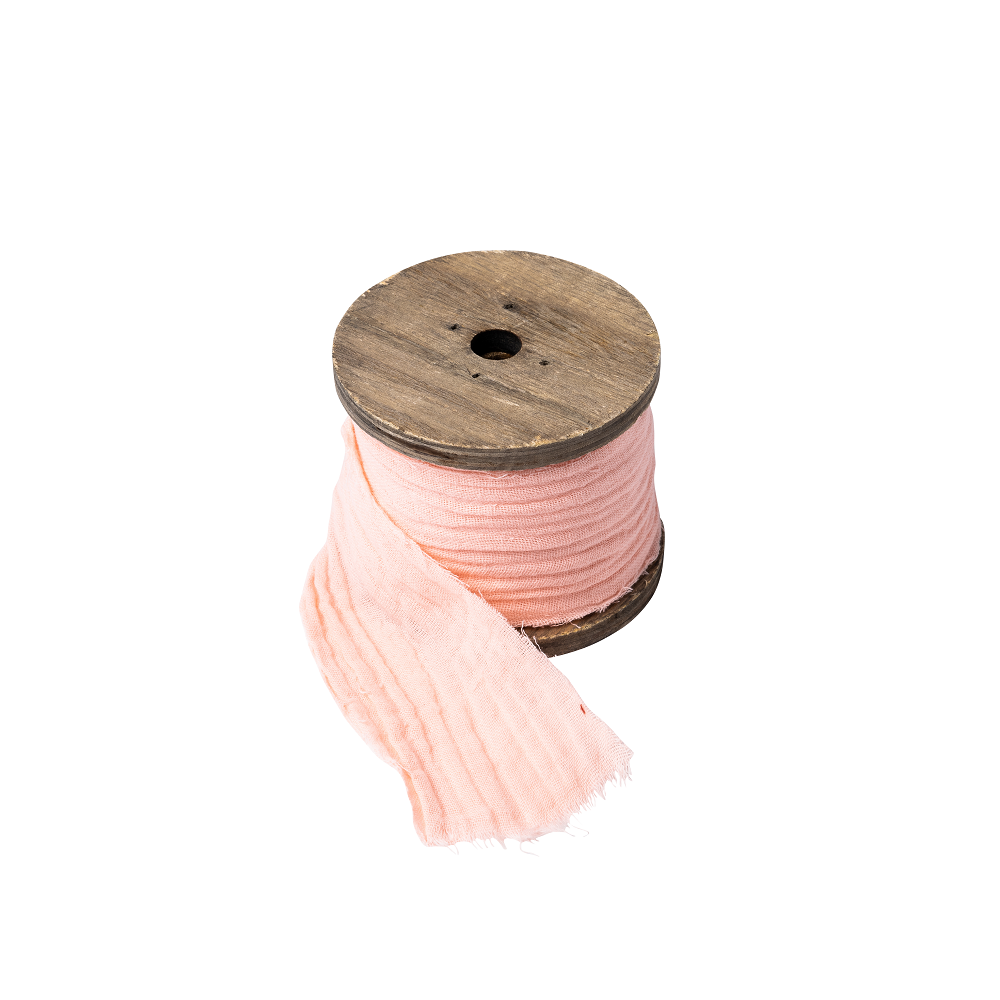 3 m ruban gaze de coton rose corail- 4,50 cm