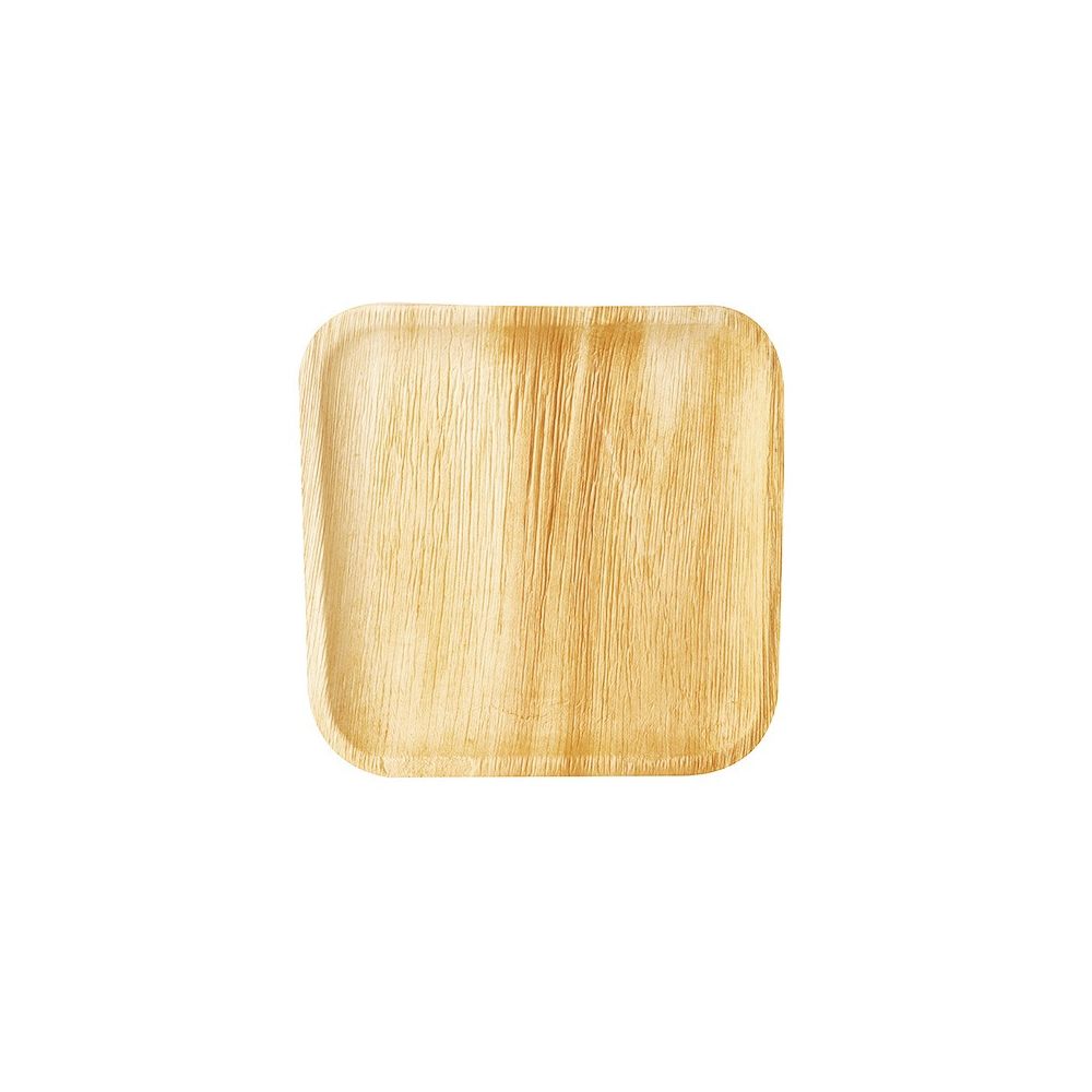 6 assiettes carrées écologiques en feuilles de palmiers - 25.5 cm
