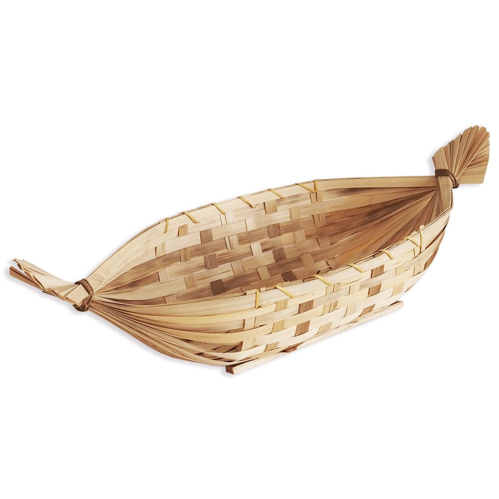 Grande corbeille barque en bambou - 60 cm