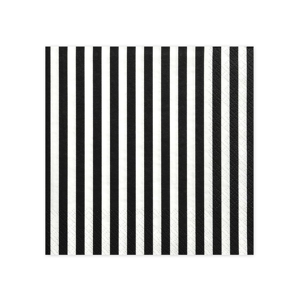 20 serviettes rayées noires et blanches
