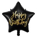 Ballon en mylar Happy Birthday - 40cm - noir