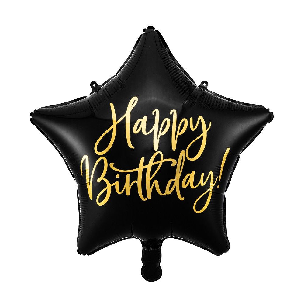 Ballon étoile noire "happy birthday" - 40 cm