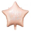 Ballon étoile rose pastel "happy birthday" - 40 cm