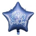 Ballon étoile bleue "happy birthday" - 40 cm