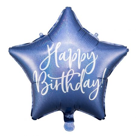 Ballon étoile bleue "happy...