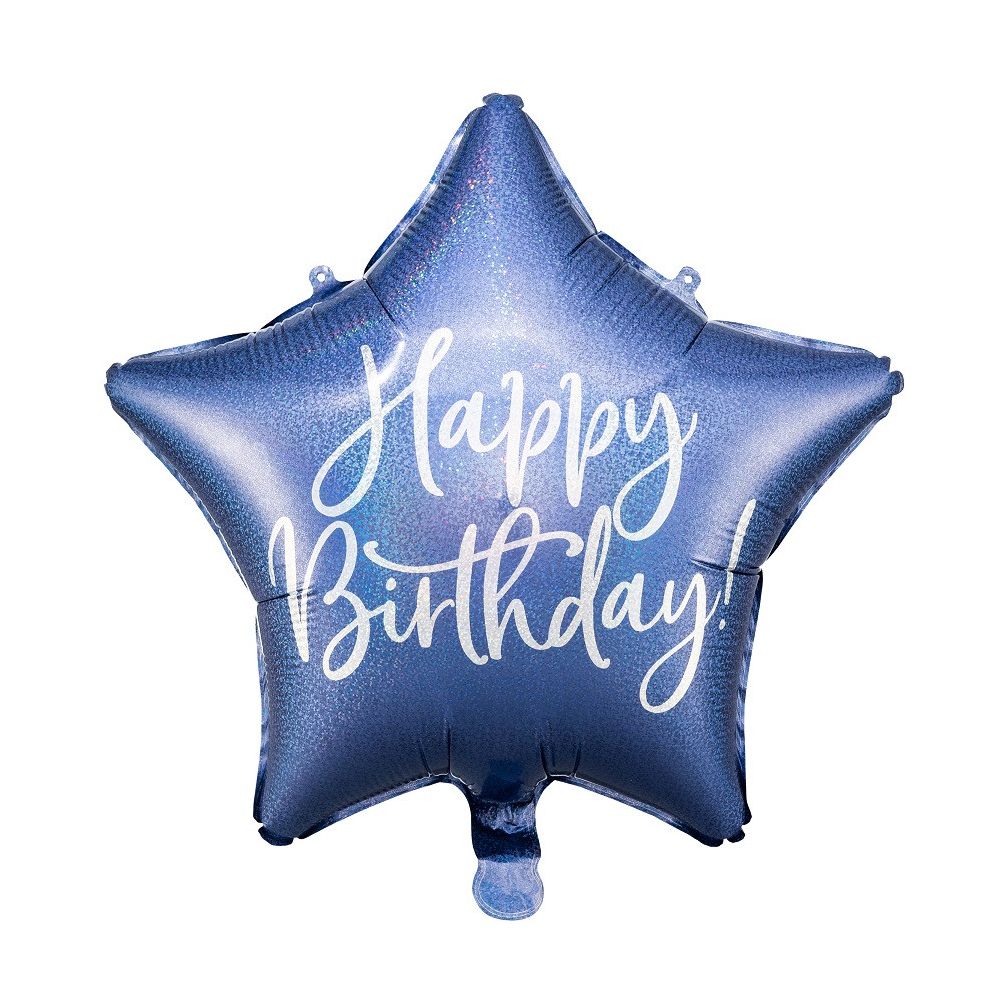 Ballon en mylar Happy Birthday - 40cm - bleu marine