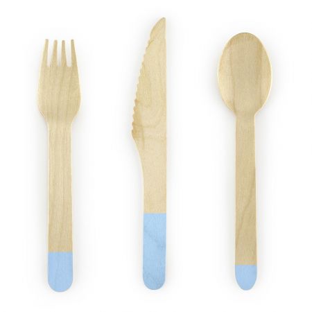 18 couverts en bois bleu