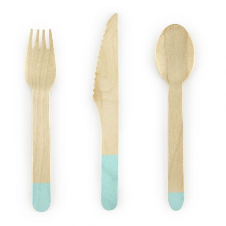 18 couverts en bois menthe