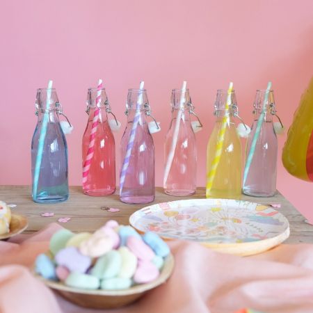 10 pailles rayures mauves