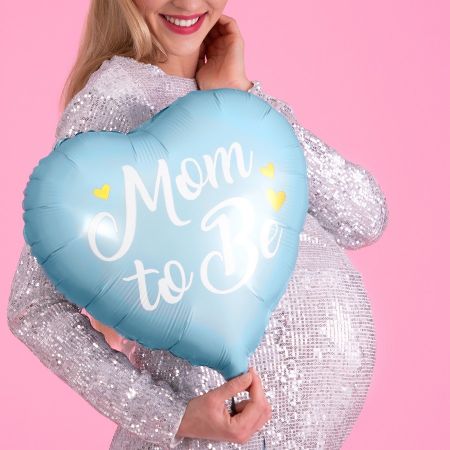 Ballon bleu pastel "Mom to...