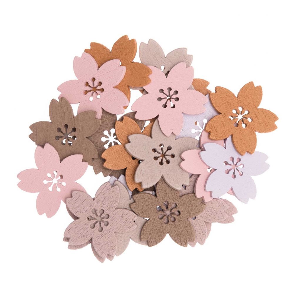 24 confettis en bois "fleur terracotta"