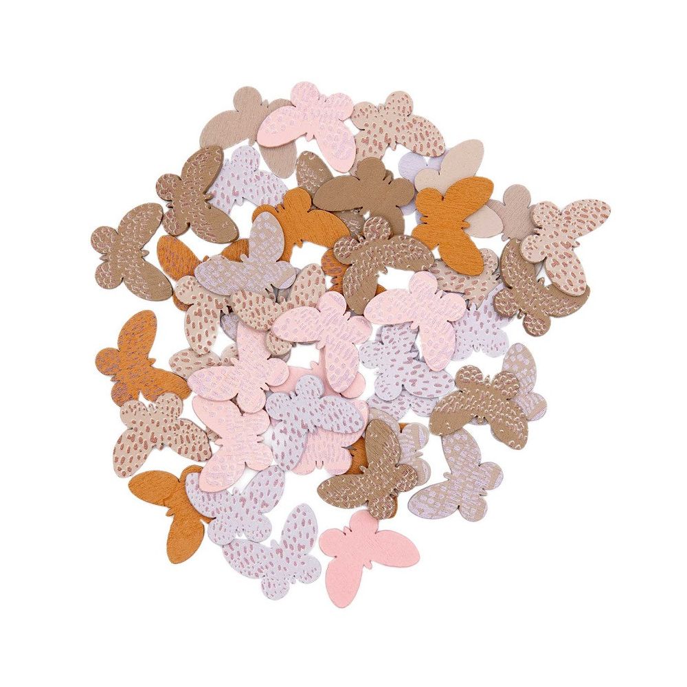 48 confettis en bois "papillon terracotta"