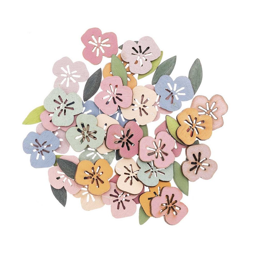 48 confettis en bois "fleur tropicale"