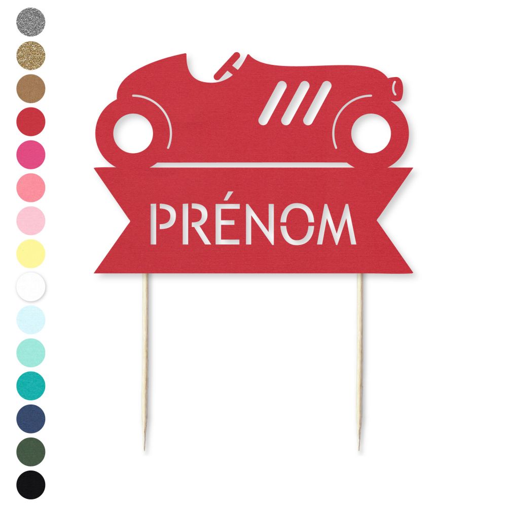 Cake topper en papier personnalisable "voiture"
