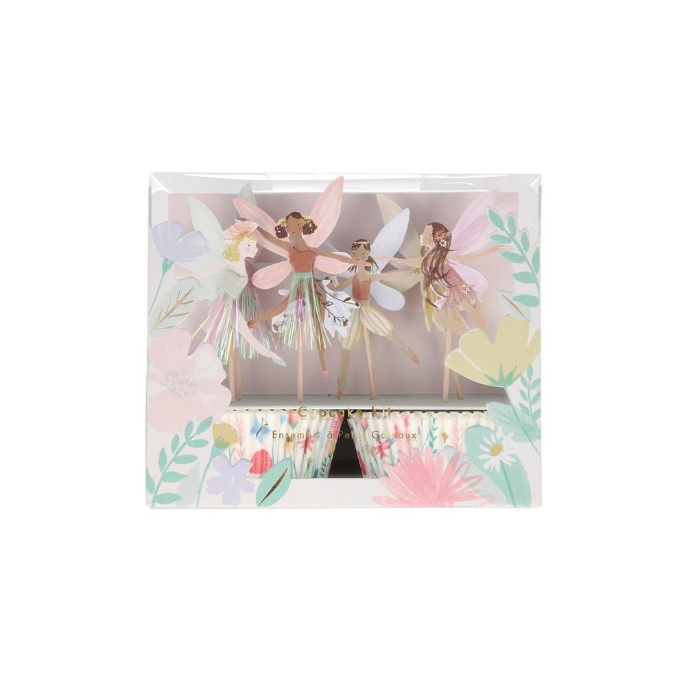 24 caissettes à cupcakes et 24 pics à gâteaux "fée"